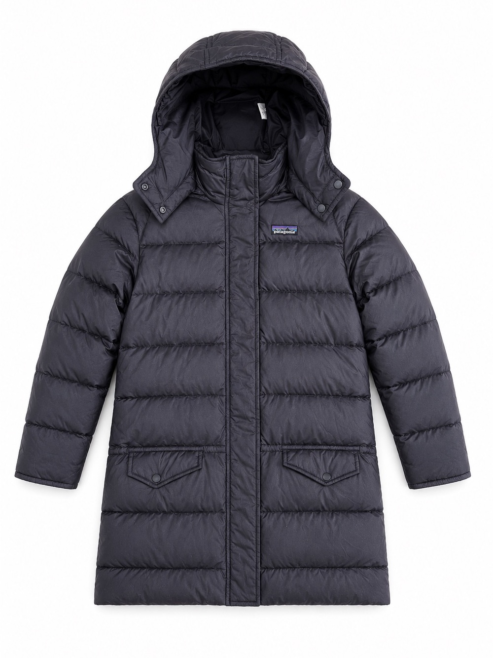 Patagonia Girls Down Puffer Parka Hooded Winter Coat Black Small 7-8